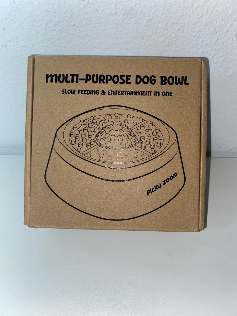 NEW Interactive Slow Feeder Dog Bowl w/ Rolling Lick Ball & Slow-Feed Tray
